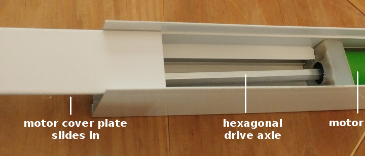ShadeSlider for skylights and bottom-up windows - motor cover plate