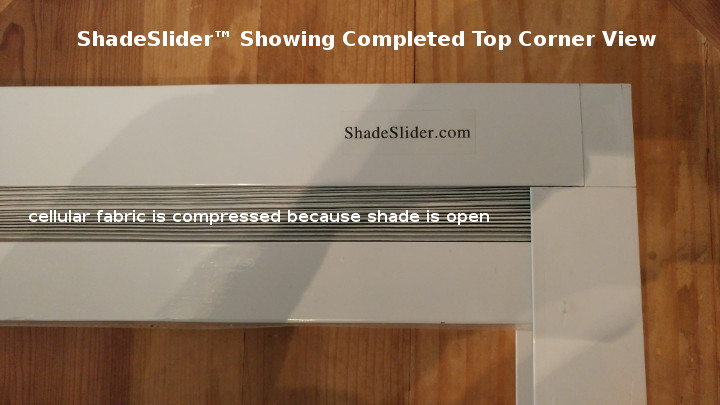 ShadeSlider for skylights - fully assembled top corner